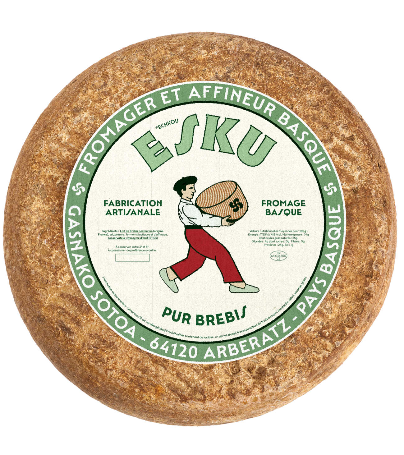 Tomme de fromage Esku, pur brebis